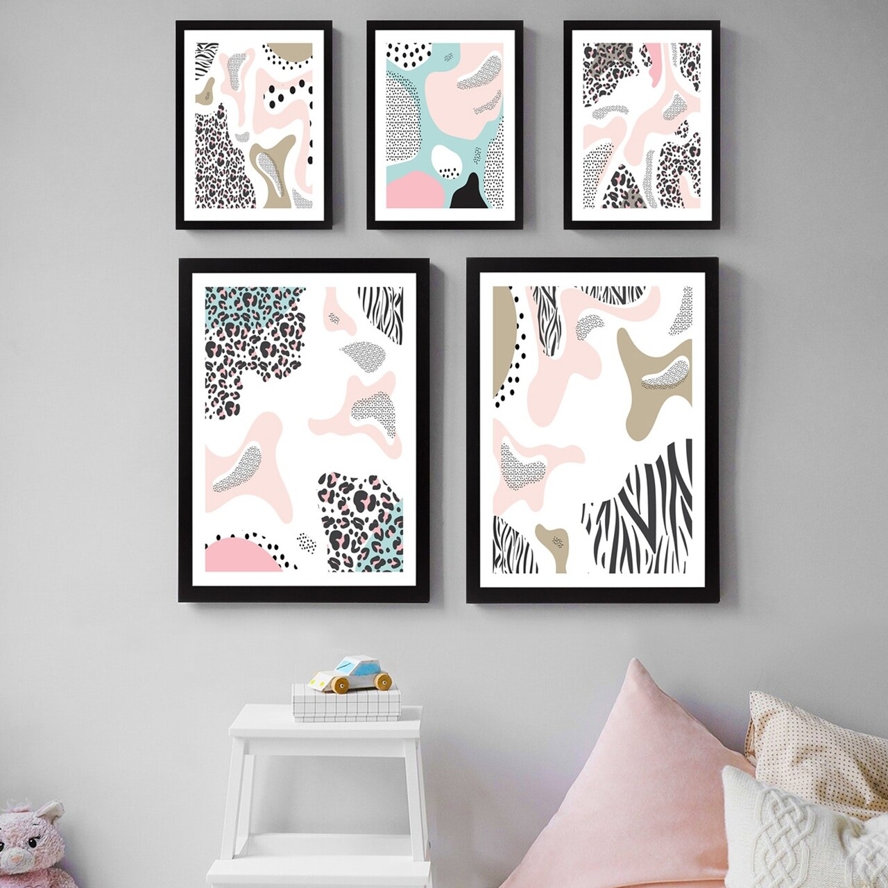 Set 5 tablouri decorative, SET_014, Lulu, 24x29 cm/34x44 cm, plastic - imagine 4